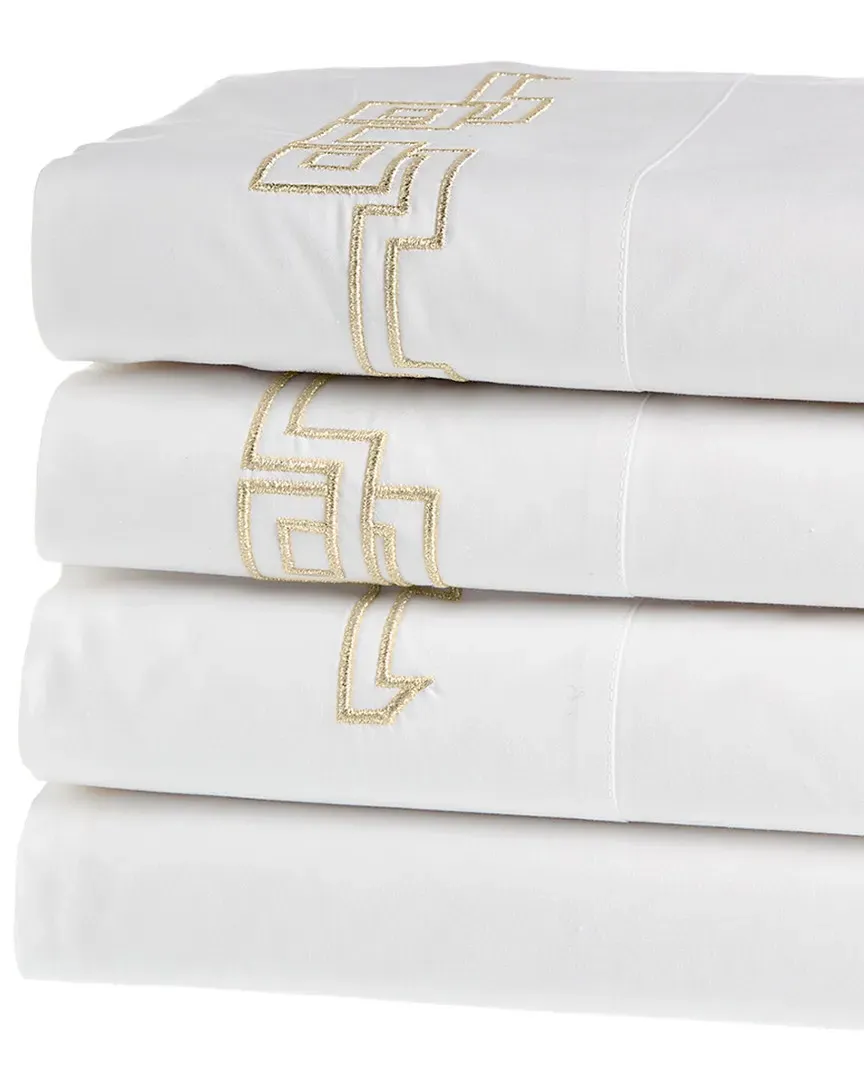 Greek Embroidered Sheet Set - White, Gold Lurex image