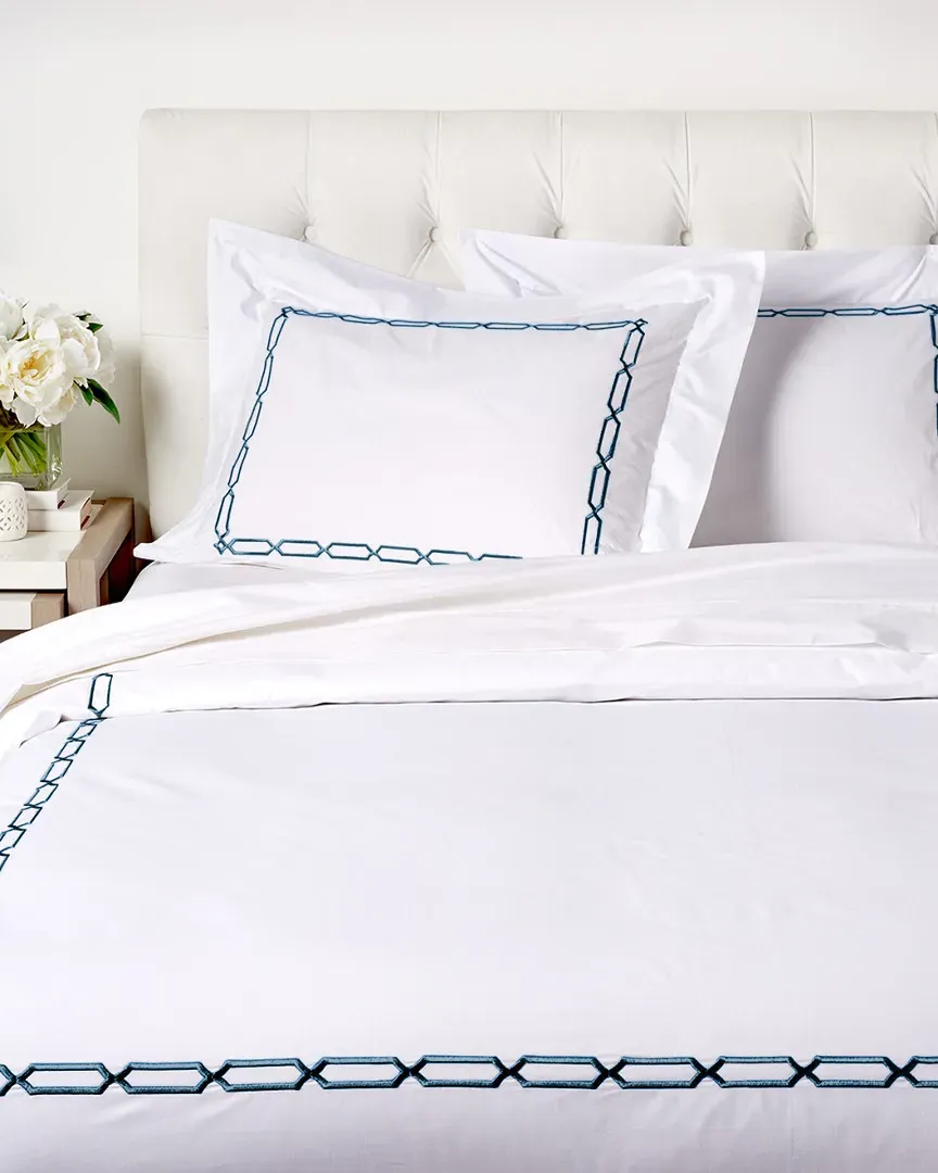Prato Embroidered Duvet Set - White and Sea Foam