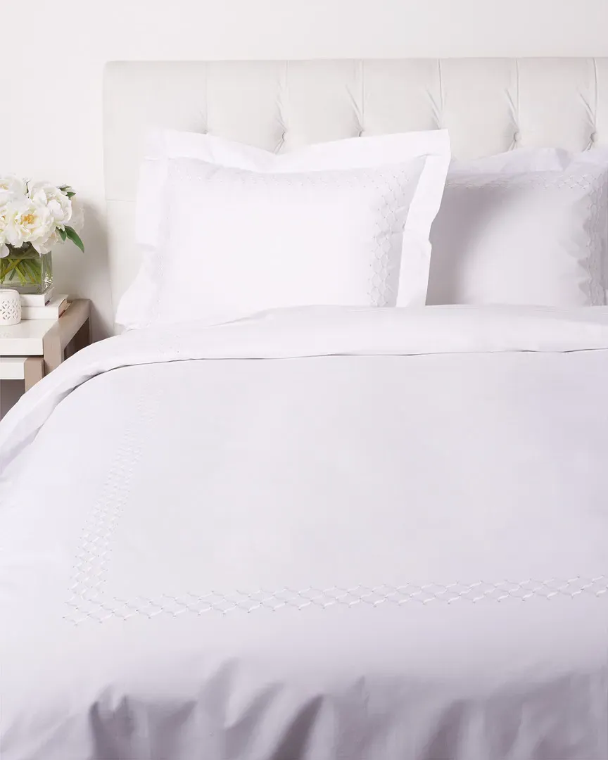 Virgina Embroidered Duvet Set - White, Gold Lurex