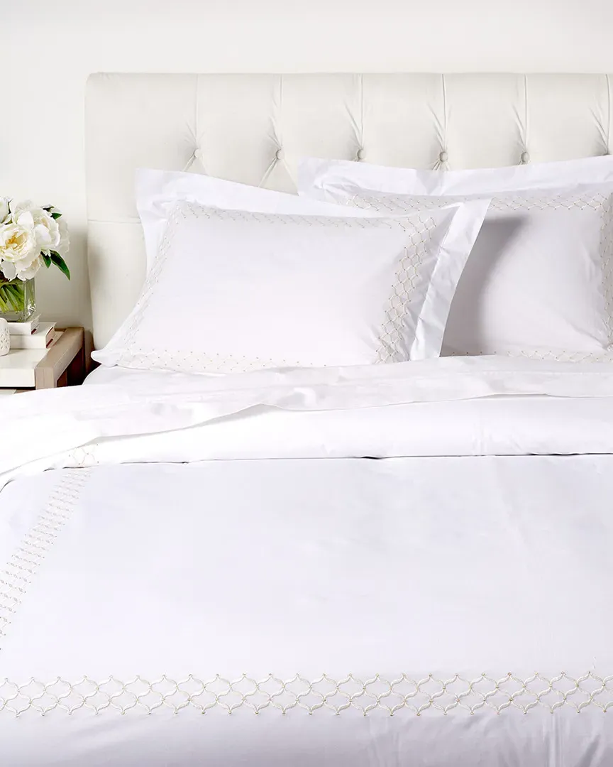 Virgina Embroidered Duvet Set - White, Gold Lurex image
