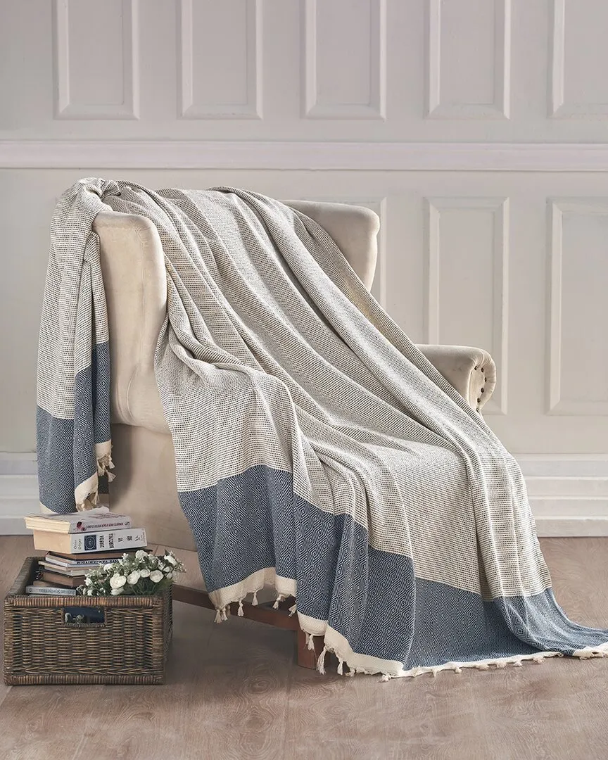 Diamente Throw Blanket - Blue, Turkish Cotton image