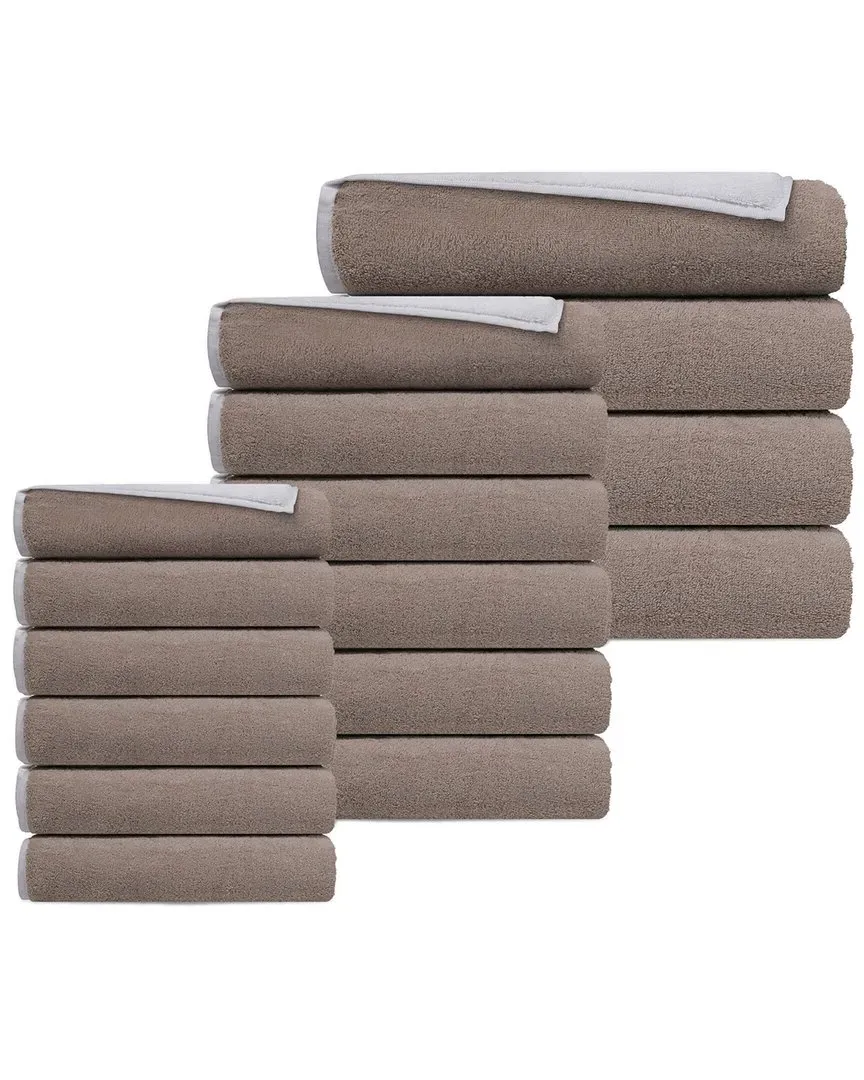 Double Face Set of 16 Turkish Towels - White Beige, Cotton image