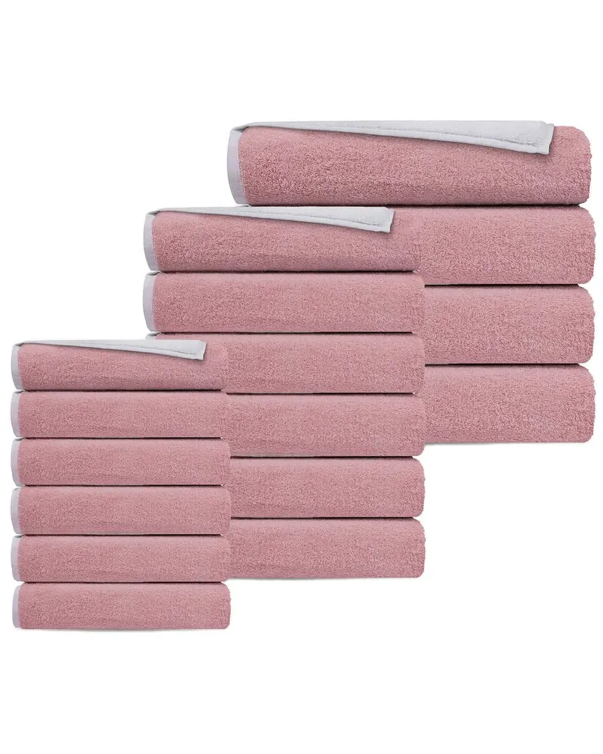 Double Face Set of 16 Turkish Towels - White Blush, Cotton