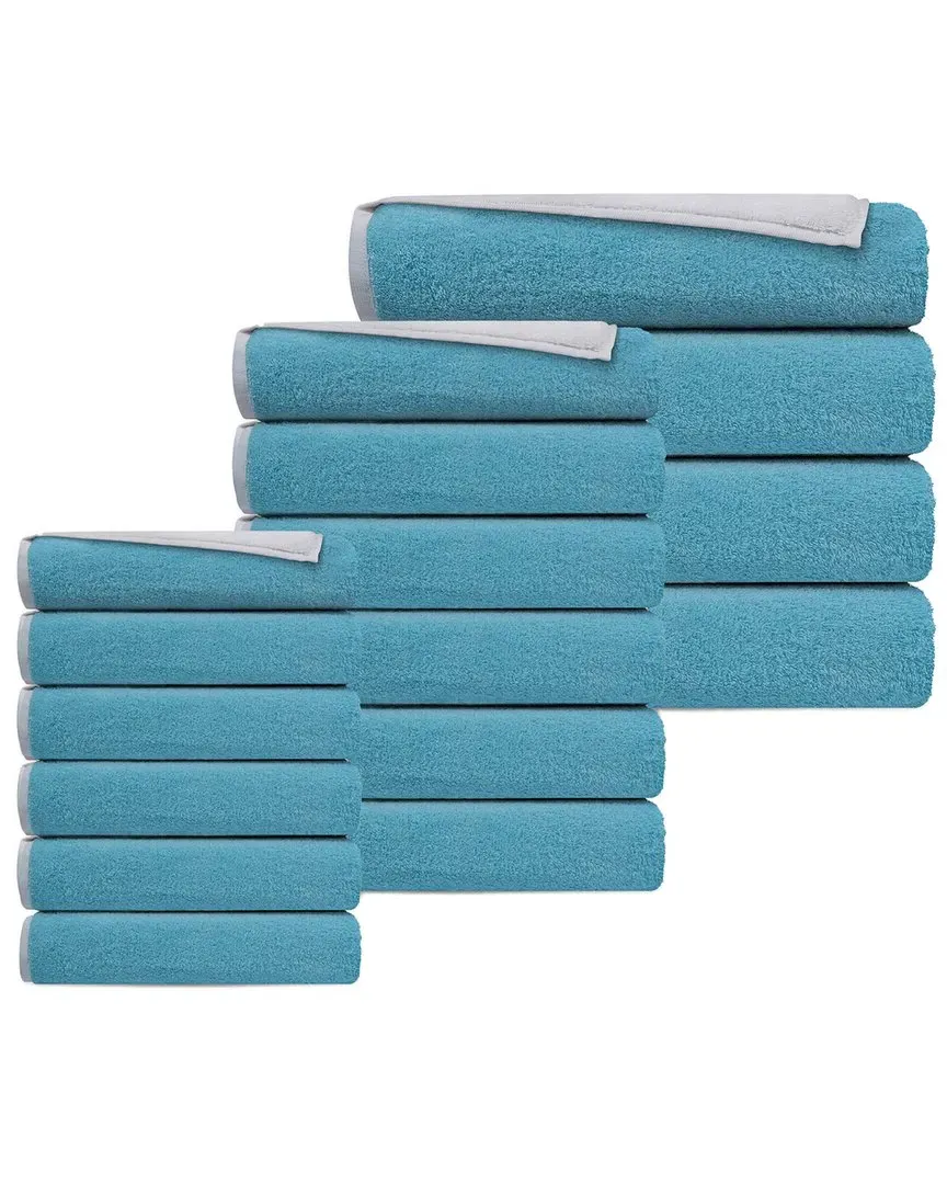 Double Face Set of 16 Turkish Towels - White Seaglass, Cotton