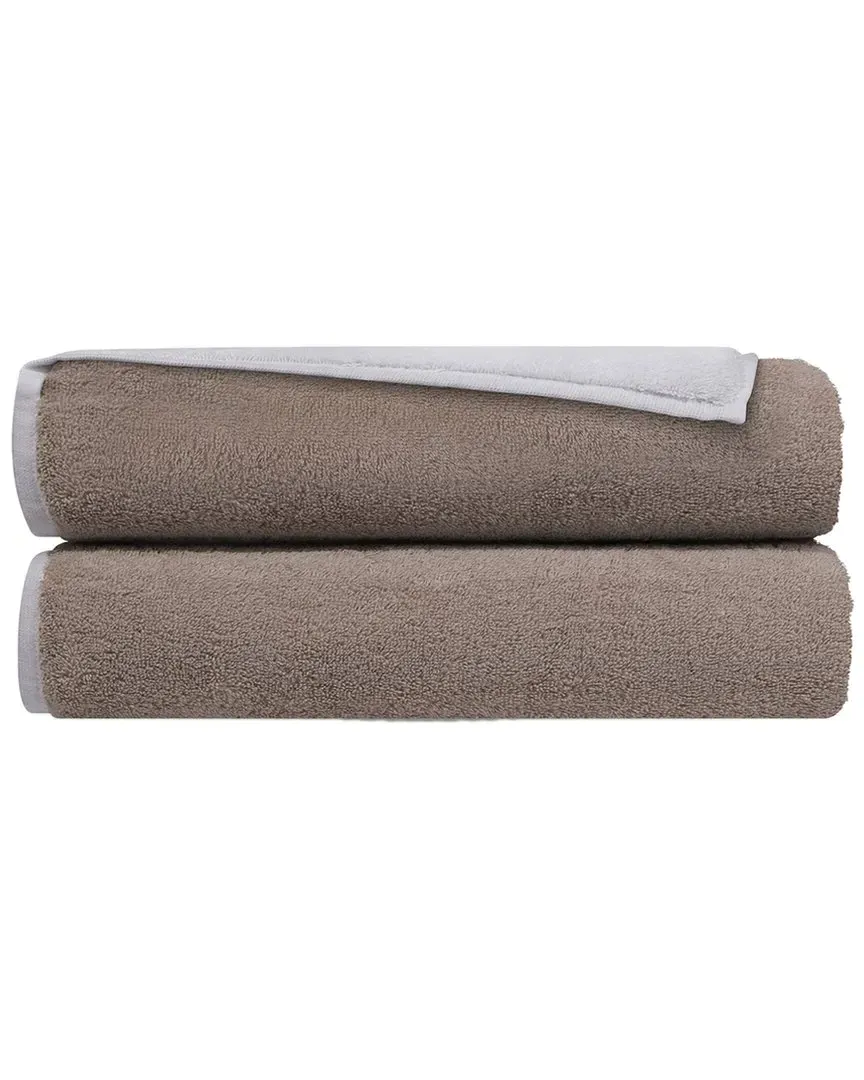 Double Face Set of 2 Turkish Bath Towels - White, Cotton