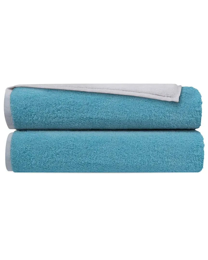 Double Face Set of 2 Turkish Bath Towels - White, Cotton