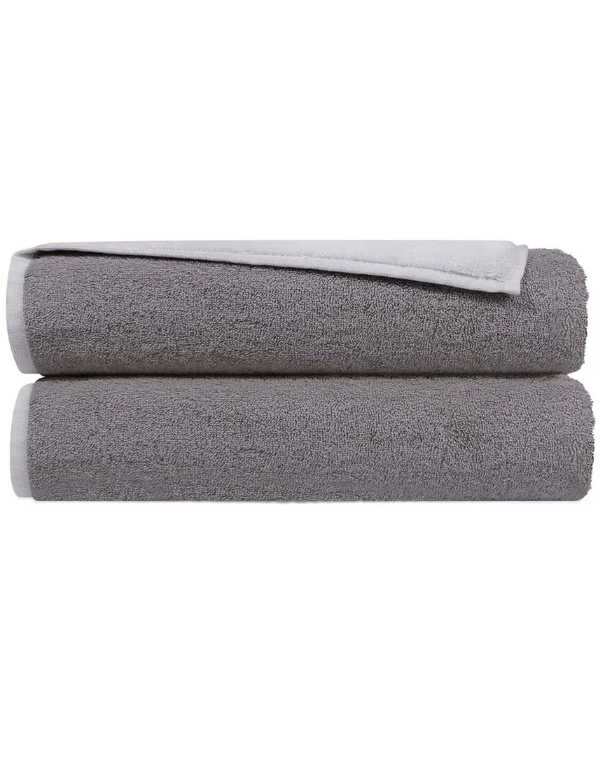 Double Face Set of 2 Turkish Bath Towels - White, Cotton image