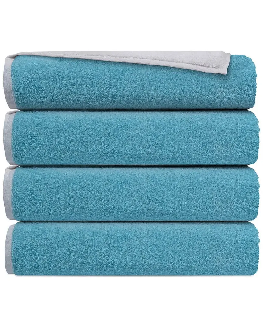 Double Face Set of 4 Hand Towels - White Seaglass, Turkish Cotton