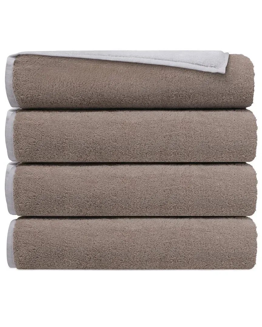 Double Face Set of 4 Turkish Bath Towels - White, Cotton