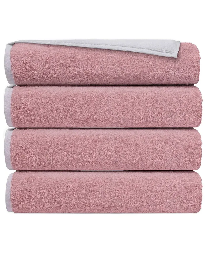 Double Face Set of 4 Turkish Bath Towels - White, Cotton