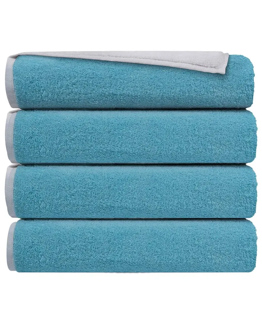 Double Face Set of 4 Turkish Bath Towels - White, Cotton