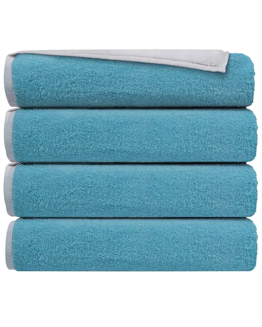Double Face Set of 4 Turkish Wash Towels - White, Cotton