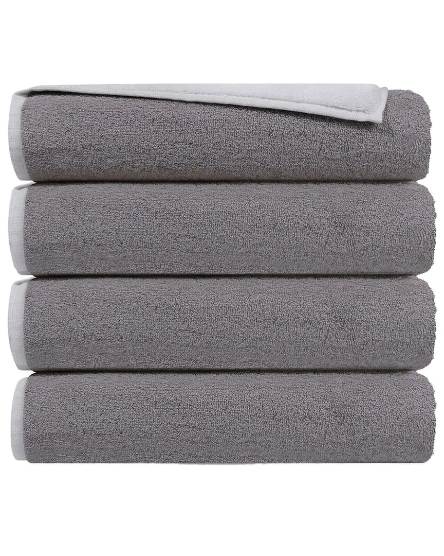 Double Face Set of 4 Turkish Wash Towels - White, Cotton