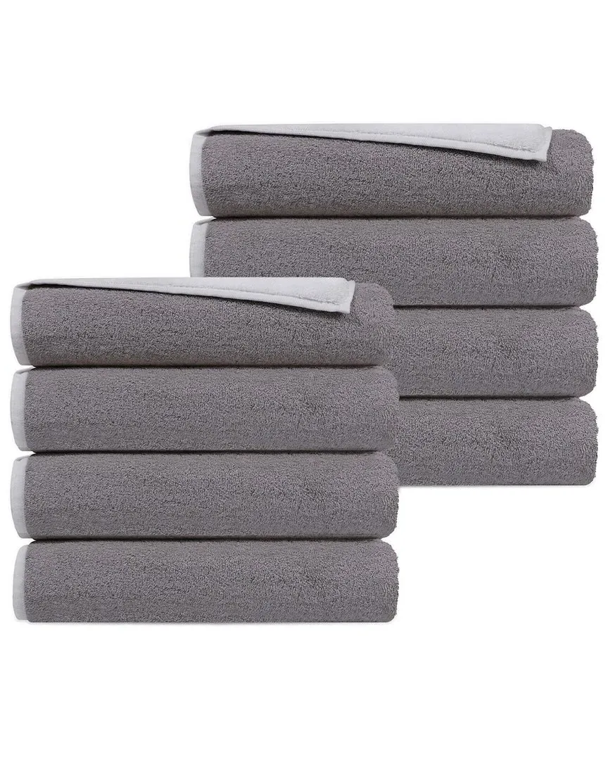 Double Face Set of 8 Turkish Wash Towels - White, Cotton