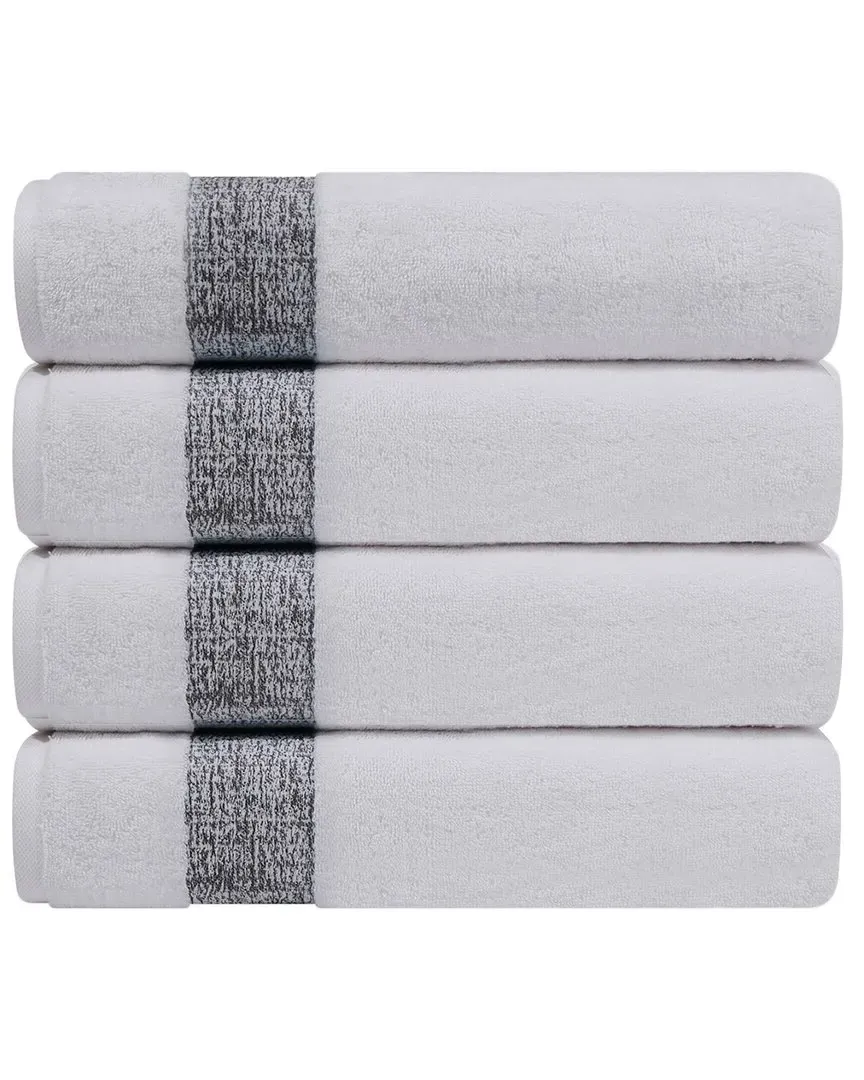 Pera Set of 4 Hand Towels - Grey, Turkish Cotton