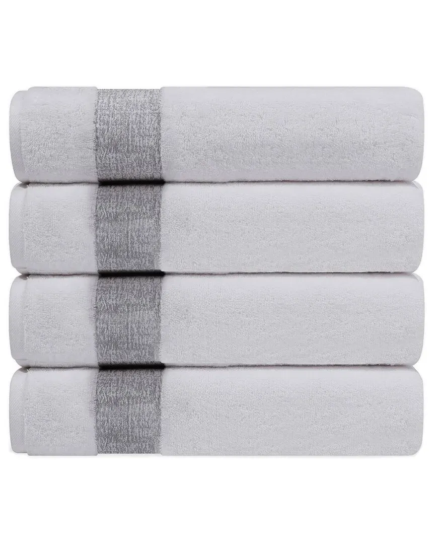 Pera Set of 4 Hand Towels - Silver, Turkish Cotton
