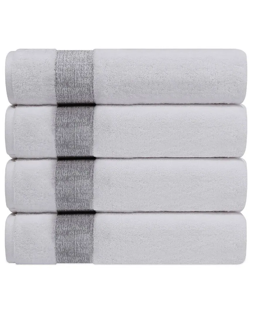 Pera Set of 4 Turkish Bath Towels - Silver, Cotton