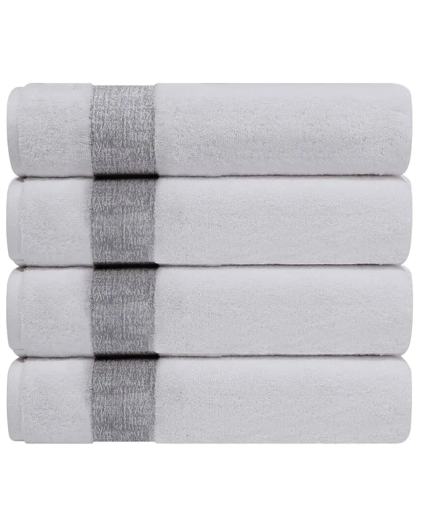Pera Set of 4 Turkish Wash Towels - Silver, Cotton