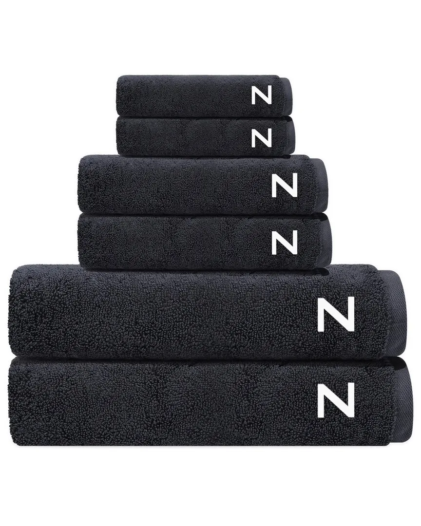 Puresoft 6-Piece Turkish Towel Set with Monogram - Anthracite, Cotton image