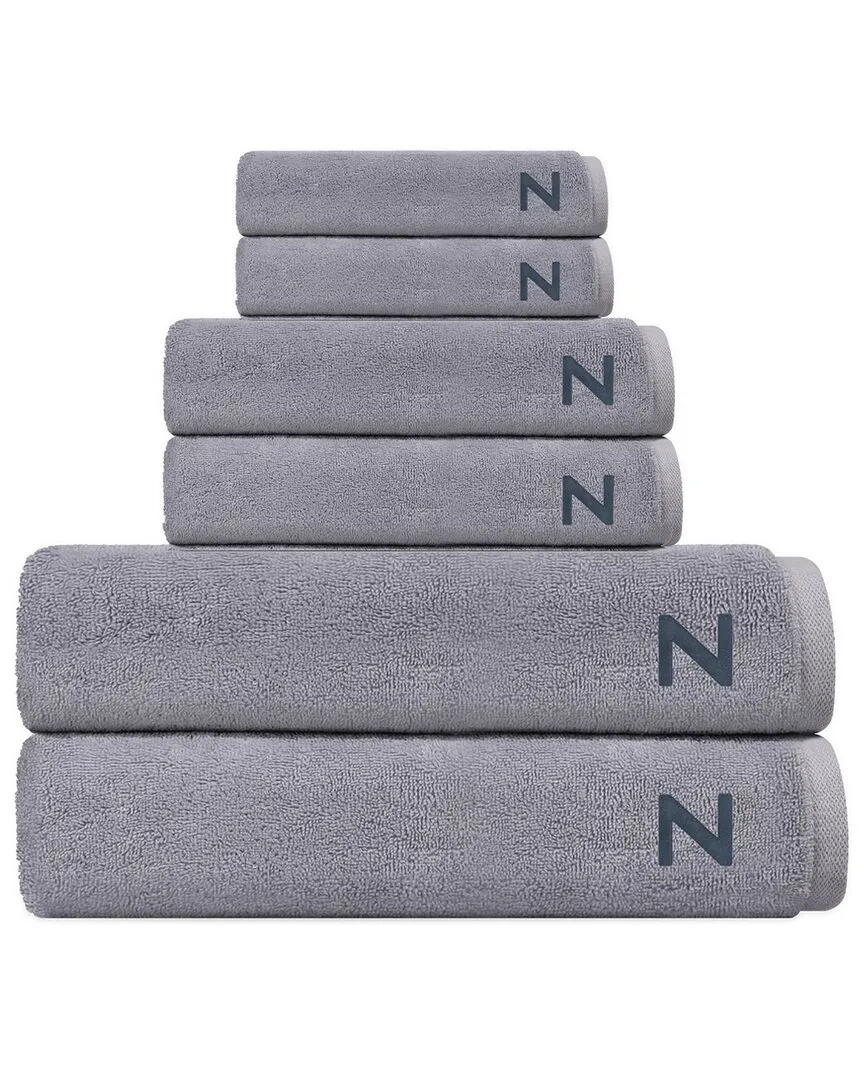Puresoft 6-Piece Turkish Towel Set with Monogram - Silver, Cotton