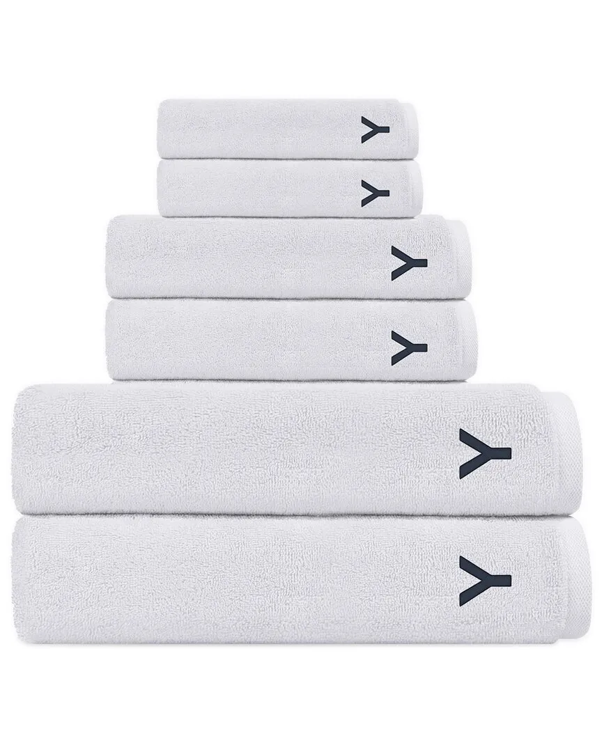 Puresoft 6-Piece Turkish Towel Set with Monogram - White, Cotton