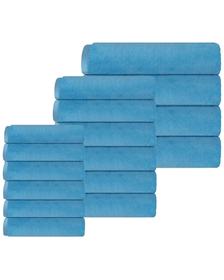 Puresoft Set of 16 Turkish Towels - Blue, Cotton image