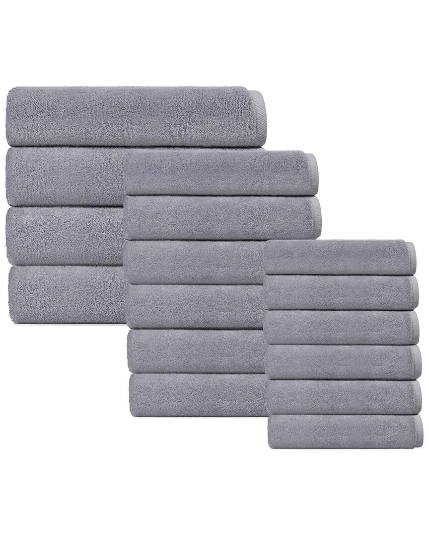 Puresoft Set of 16 Turkish Towels - Silver, Cotton