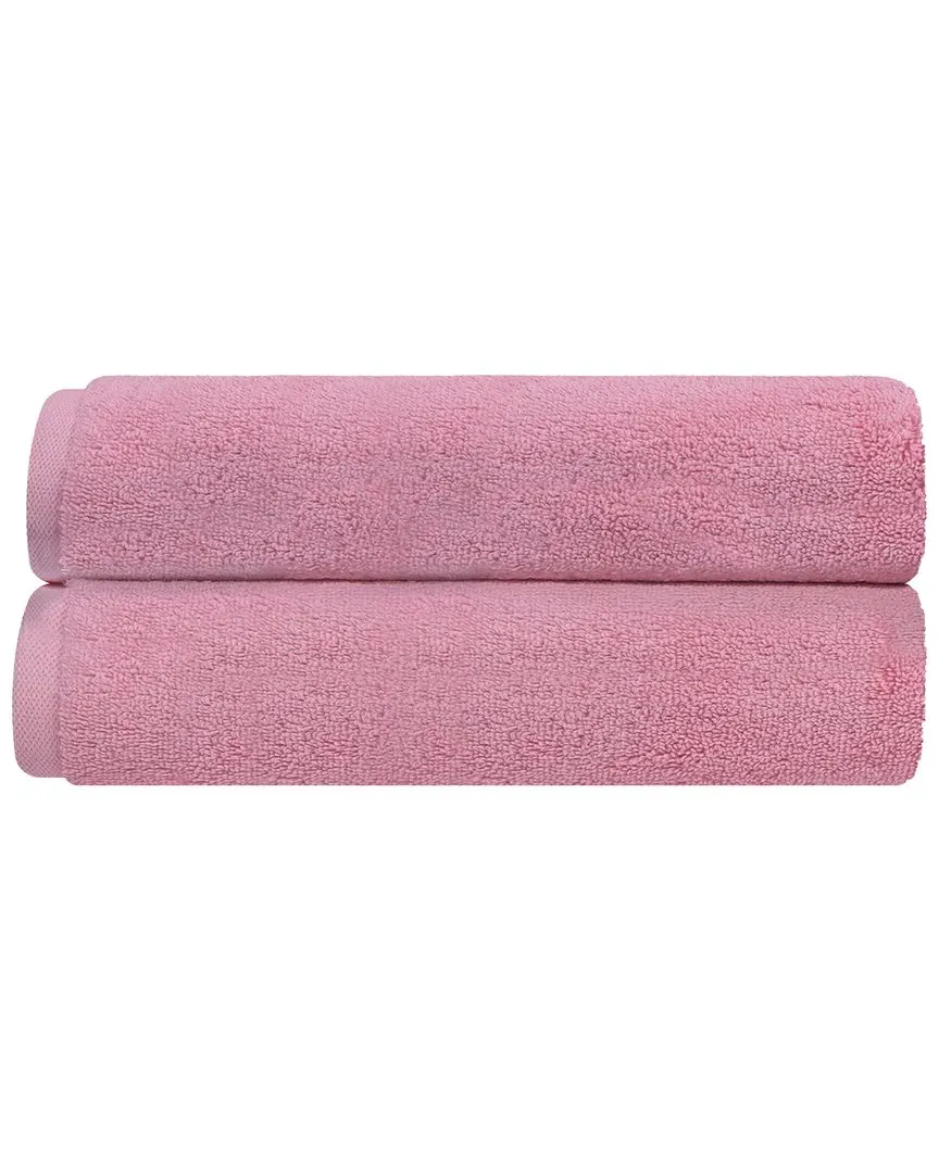 Puresoft Set of 2 Bath Towels - Pink, Turkish Cotton