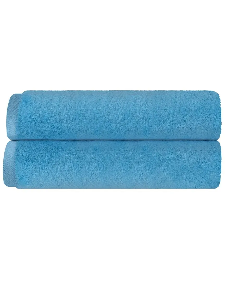 Puresoft Set of 2 Turkish Bath Sheets - Blue, Cotton image
