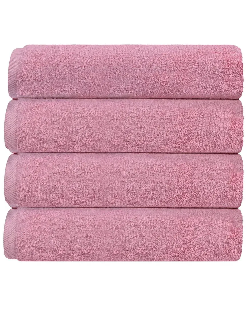 Puresoft Set of 4 Hand Towels - Pink, Turkish Cotton