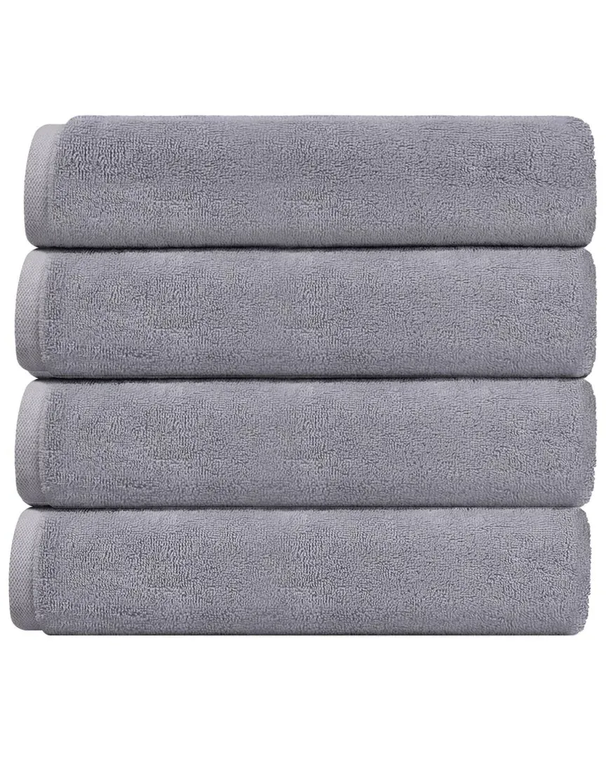 Puresoft Set of 4 Turkish Wash Towels - Silver, Cotton