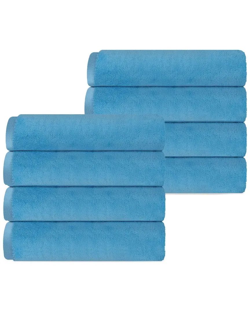 Puresoft Set of 8 Turkish Hand Towels - Blue, Cotton image