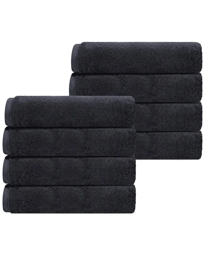 Puresoft Set of 8 Turkish Hand Towels - Grey, Cotton