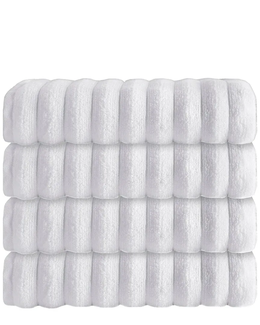 Set of 4 Bath Towels - White, Turkish Cotton image