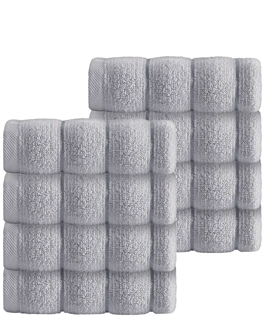 Set of 8 Wash Towels - Silver, Turkish Cotton
