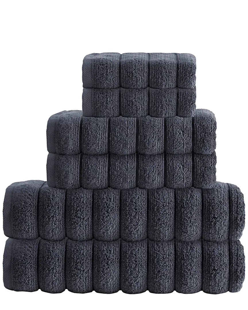Vague 6-Piece Towel Set - Anthracite, Turkish Cotton