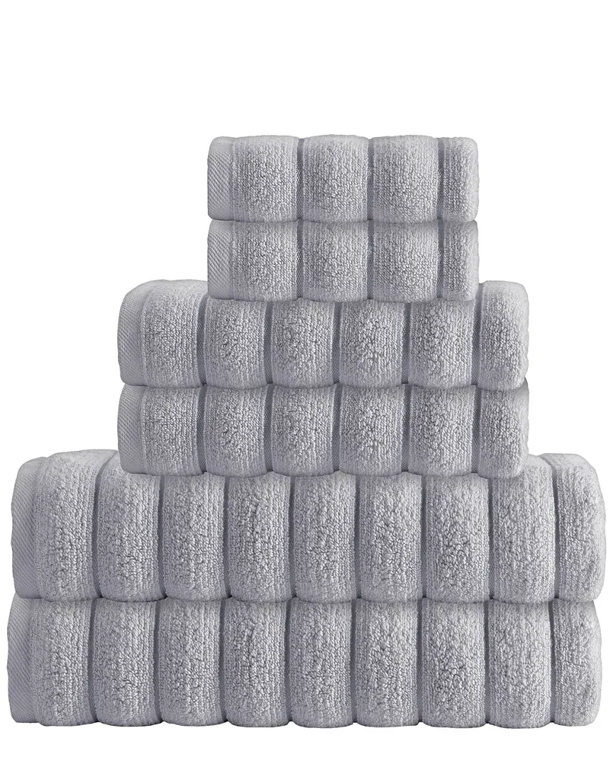 Vague 6-Piece Towel Set - Silver, Turkish Cotton