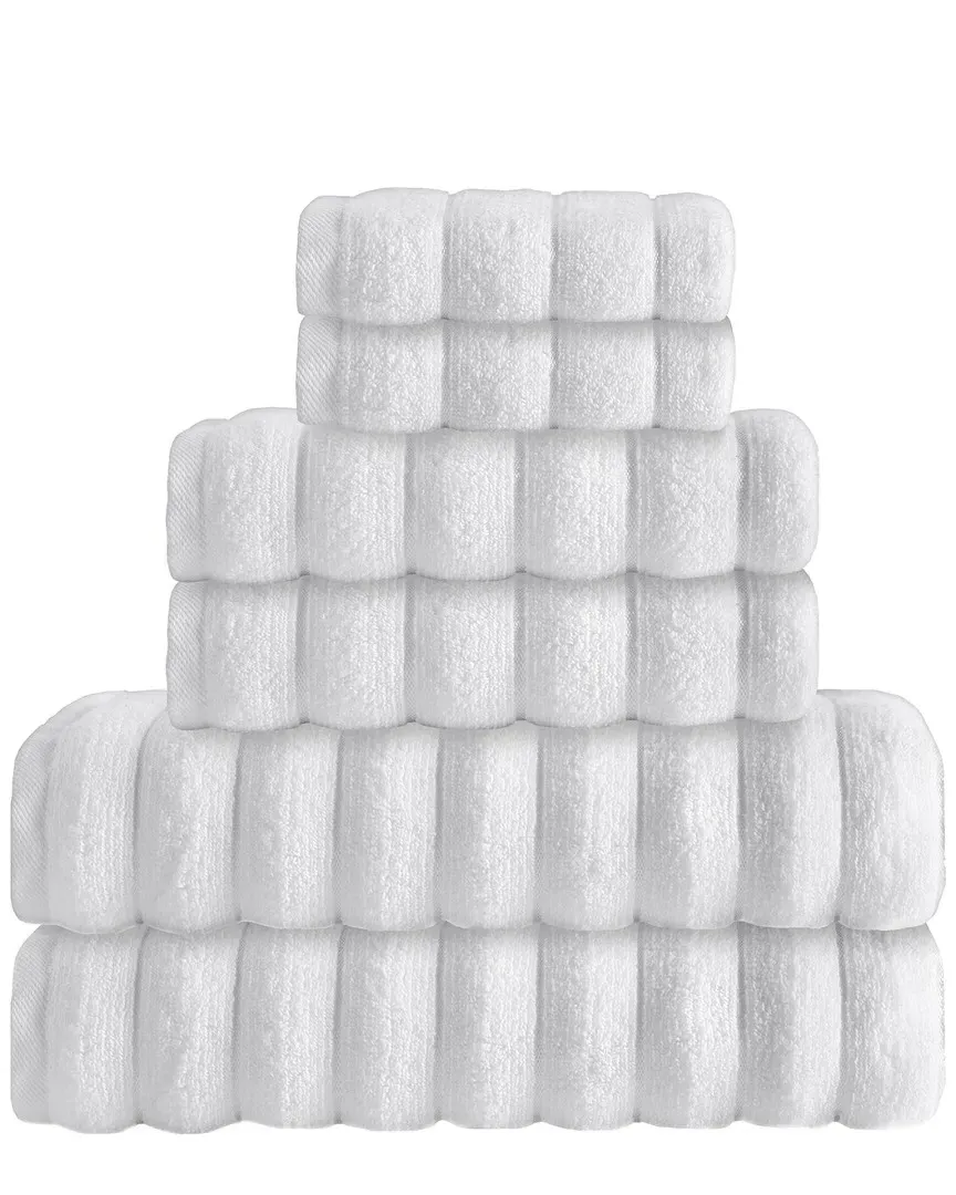 Vague 6-Piece Towel Set - White, Turkish Cotton