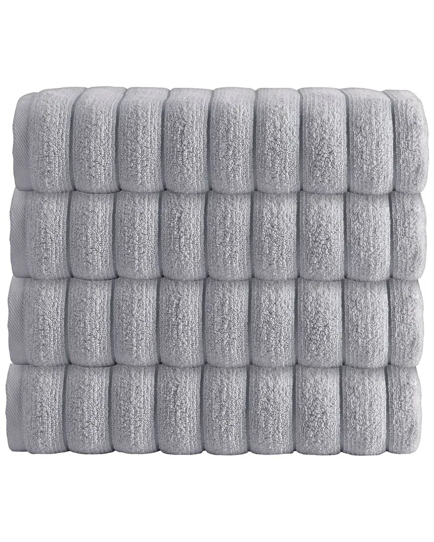Vague Turkish Cotton 4pc Hand Towels - Silver image
