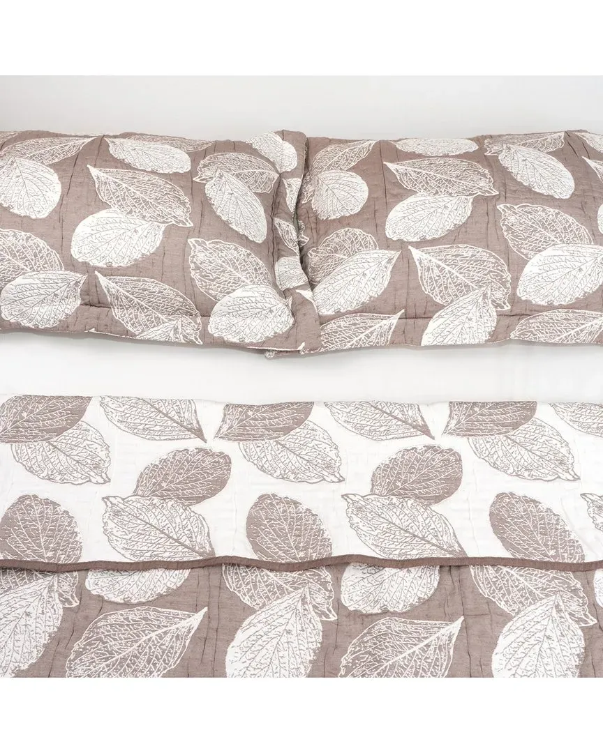 Veranova Home Leafy Dreams Queen Bedspread Set - Brown, Cotton