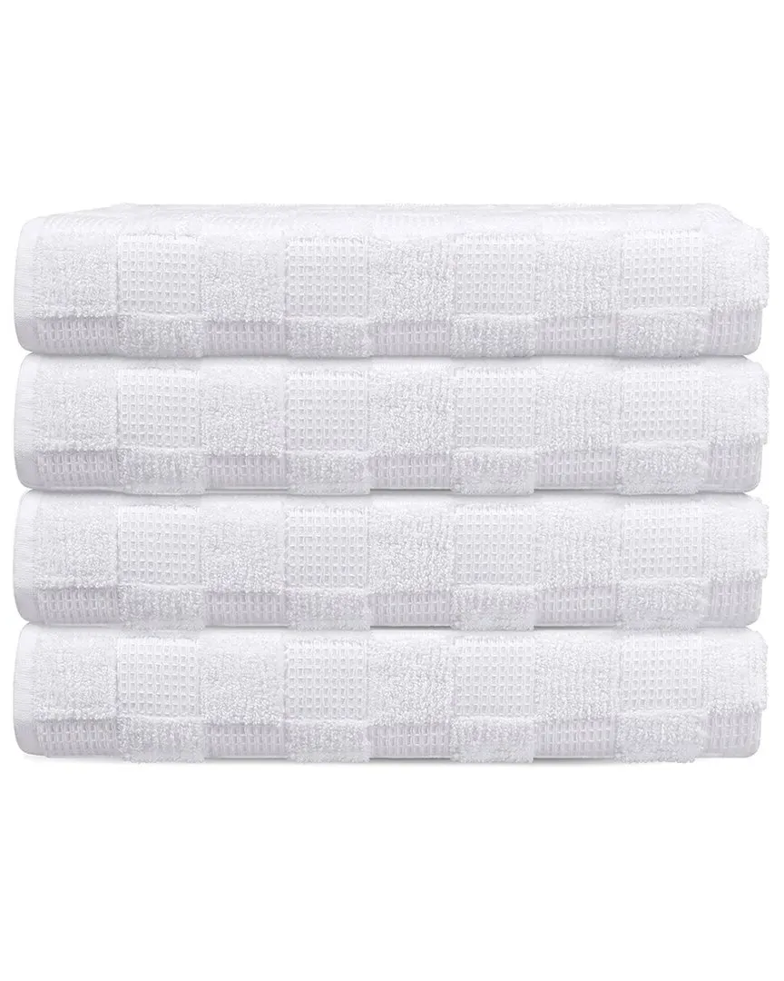 Waffle Terry Set of 4 Turkish Hand Towels - White, Cotton