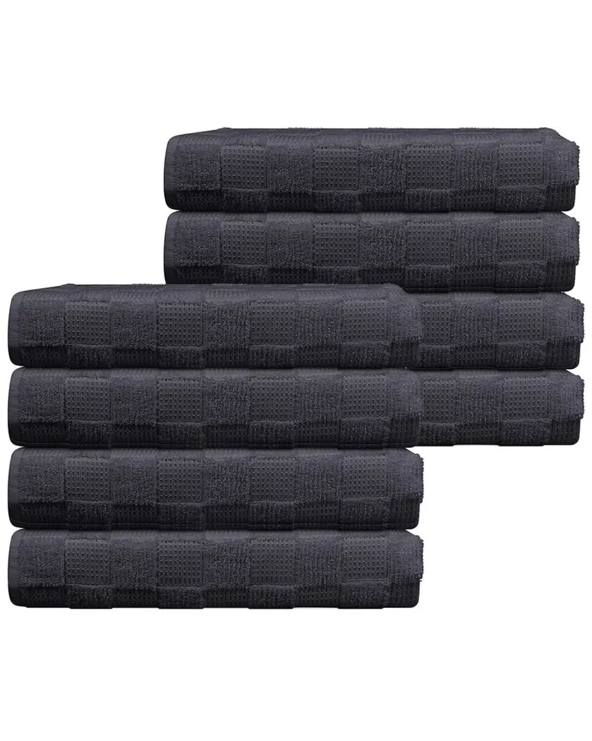 Waffle Terry Set of 8 Turkish Wash Towels - Grey, Cotton image