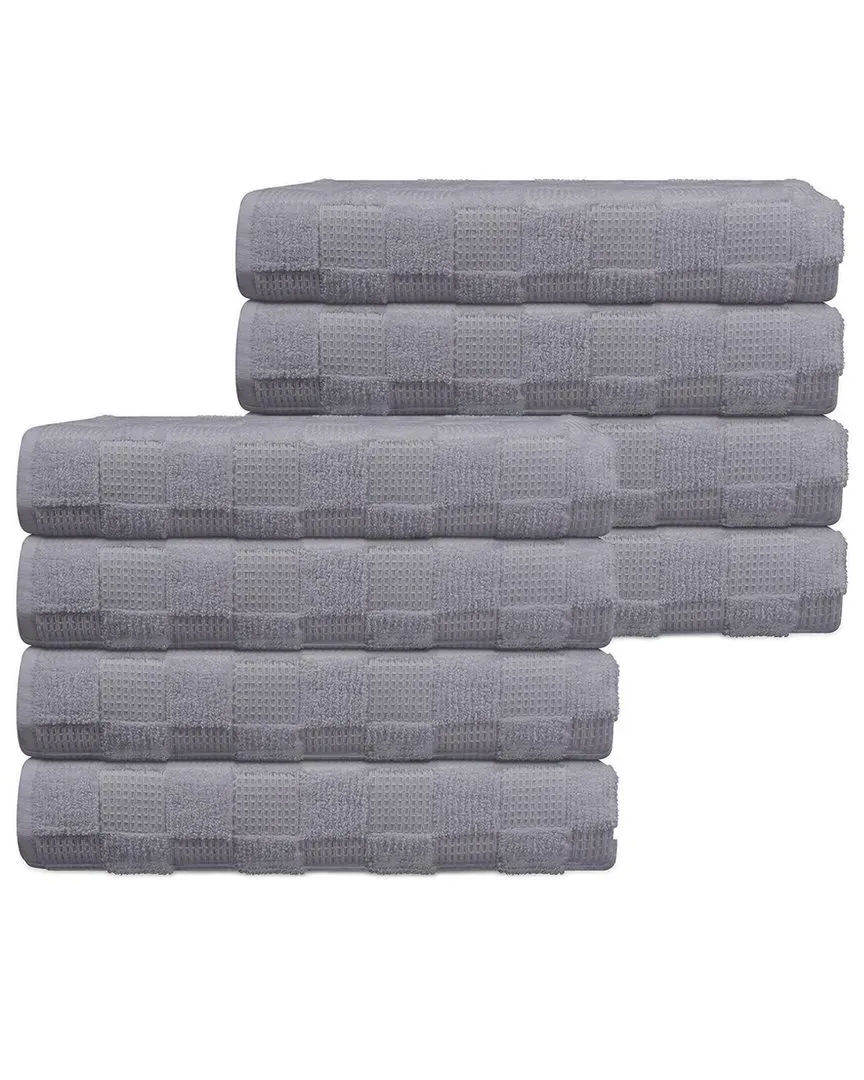 Waffle Terry Set of 8 Turkish Wash Towels - Silver, Cotton