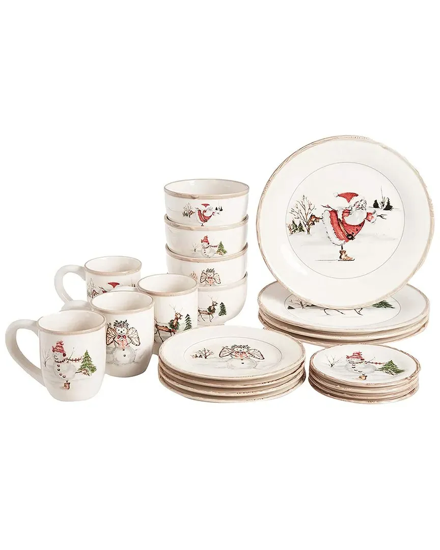 Christmas Twig 20-Piece Dinner Set - Cream, Earthenware image