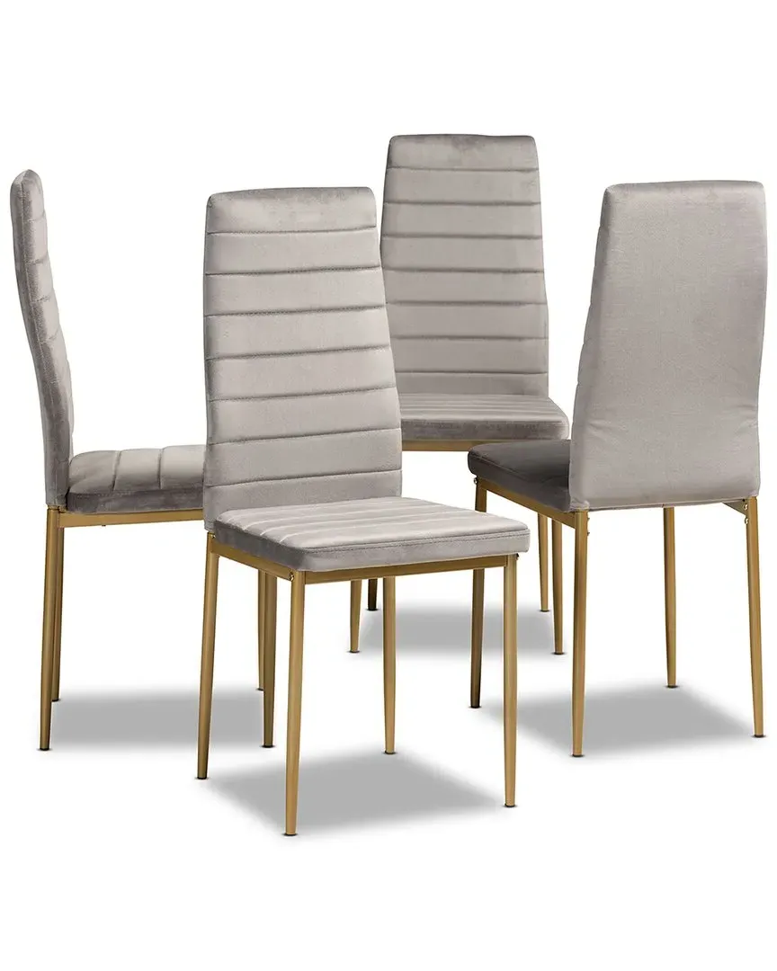 Armand 4-Piece Dining Chair Set - Grey, Velvet