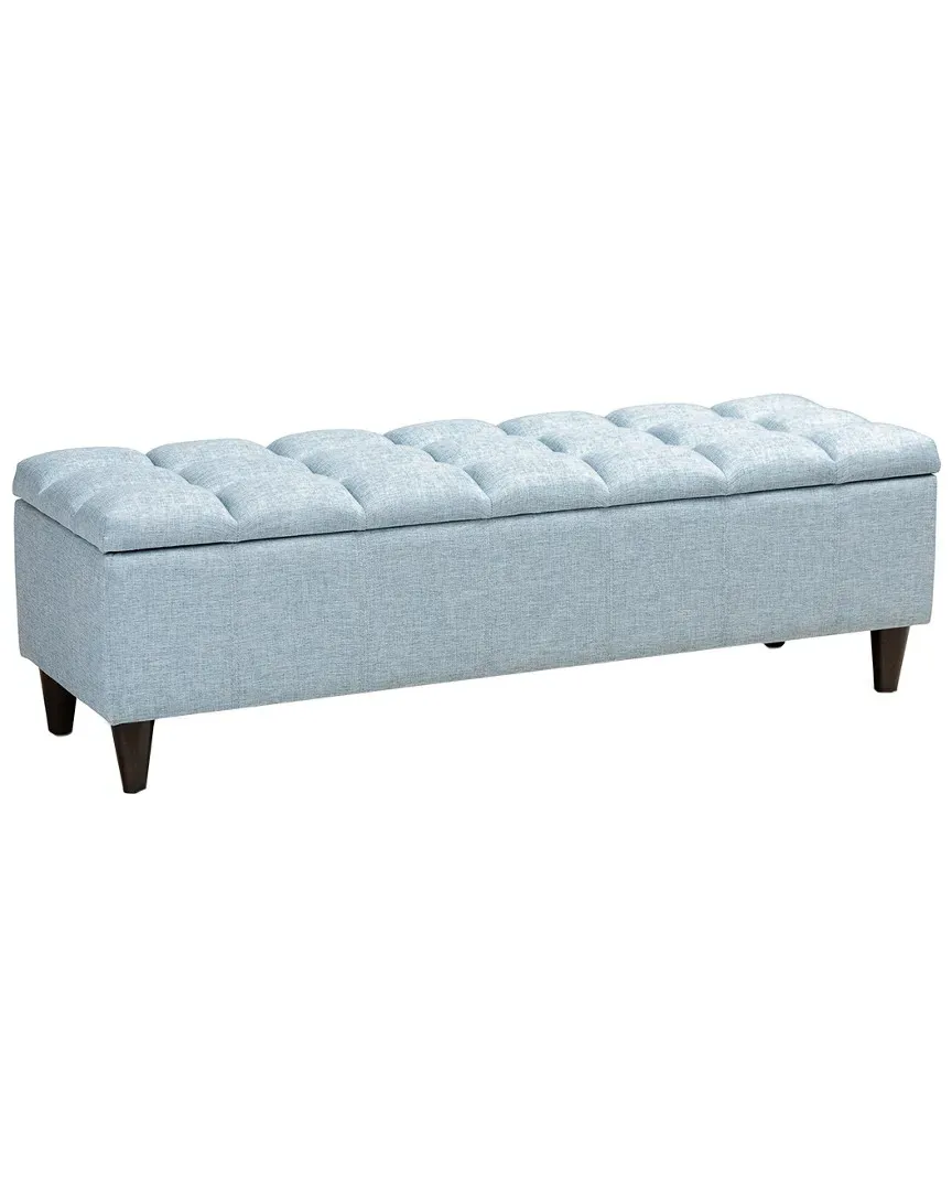 Brette Storage Bench Ottoman with Tufted Top - Light Blue image
