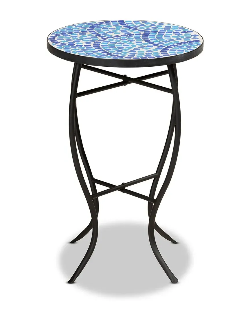 Gaenor Round Accent Table & Plant Stand - Black, Metal image
