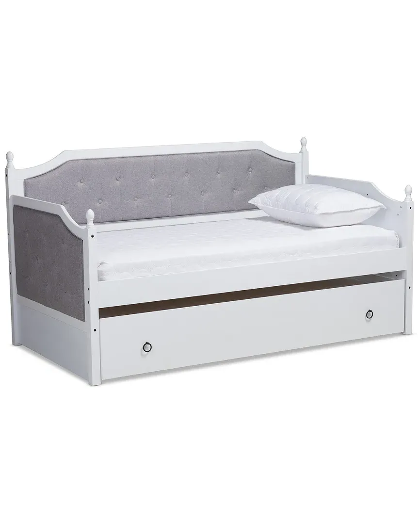 Mara Twin Size Daybed with Trundle - White, Rubberwood image