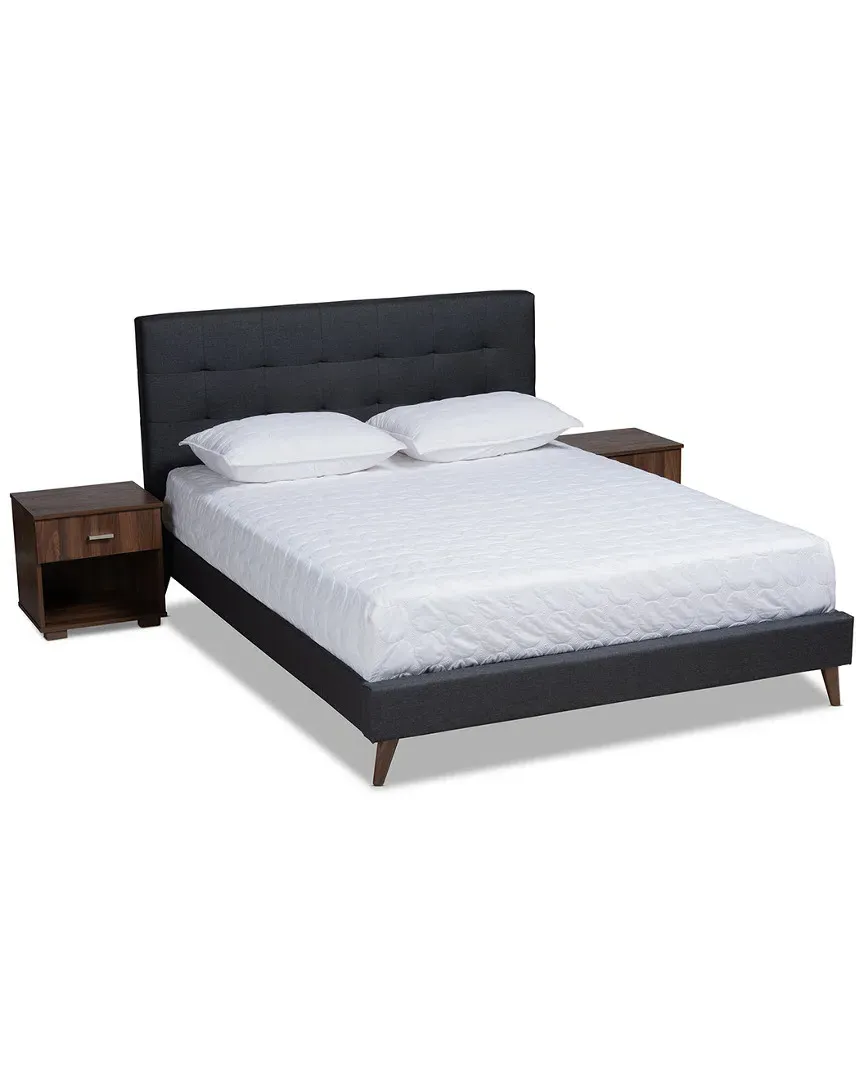 Maren Full Size Platform Bed - Dark Grey, Fabric