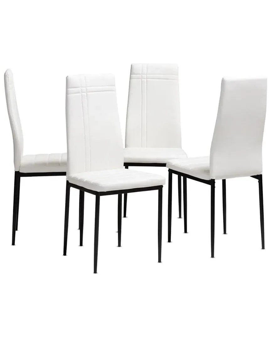 Matiese Set of 4 Dining Chairs - White, Faux Leather image